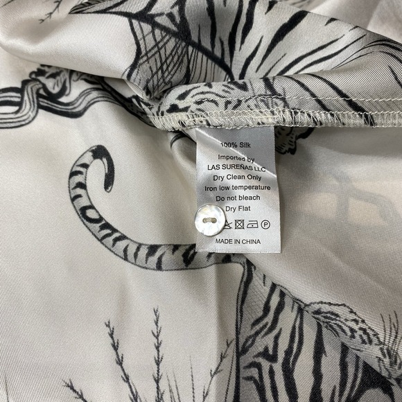 Las Sureñas Safari Ivory Women Sz S Button Tie Front Long Balloon Sleeve Dress - Picture 16 of 16